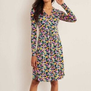 Boden Layla Wrap Front Long Sleeve Jersey Dress 6L